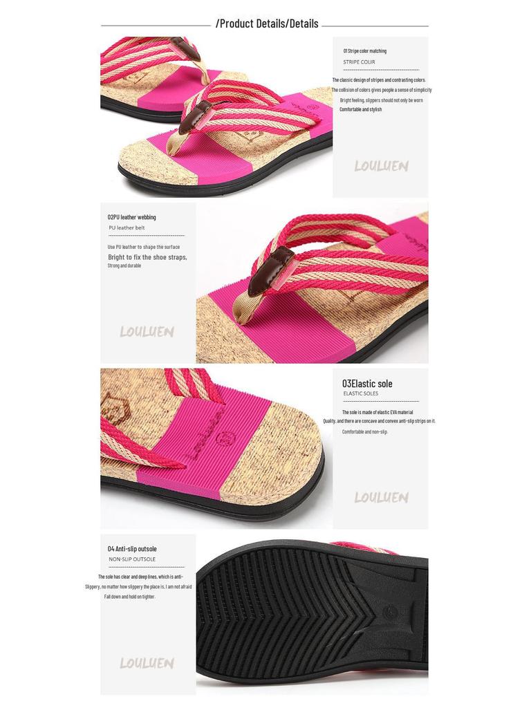 Korean Style Women's Trendy Beach Flip Flops: Fashionable Flat Sandals for New Couples