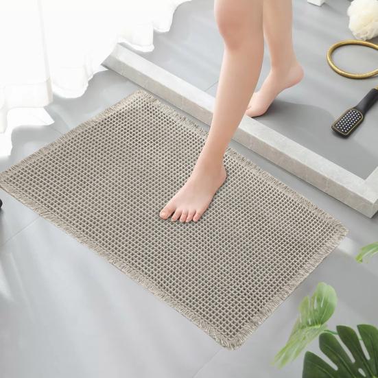 Covoraș de podea absorbant rapid, îngroșat, cu uscare rapidă, textura 3D, antiderapant, fund, care captează murdăria, covor de intrare multifuncțional pentru baie, duș, chiuvetă, bucătărie, covor