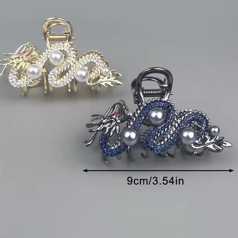 Modrá spona do vlasov Drak s perlou Spona do vlasov pre ženy Jednoduchá spona do vlasov Spona Žralok Temperament Jednoduché vlasové doplnky