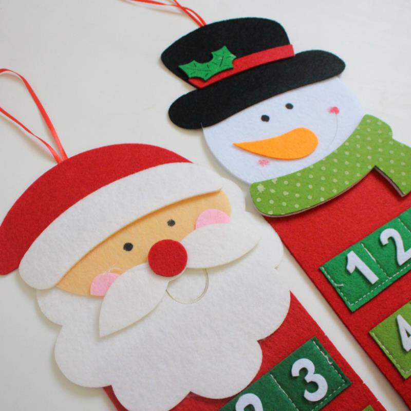 Felt Christmas Tree Decoration Advent Calendar Pendant Snowman Santa Claus Christmas Theme Decoration Countdown Calendar