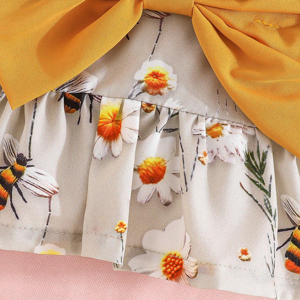 Mädchen Mode Set 2025 Sommer Kinder Lässig Niedlich Blume Große Schleife Neckholder Top + Einfarbige Shorts Set