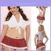 Women Sexy Lingerie Schoolgirl Student Uniform Cosplay Underwear Lace Dress