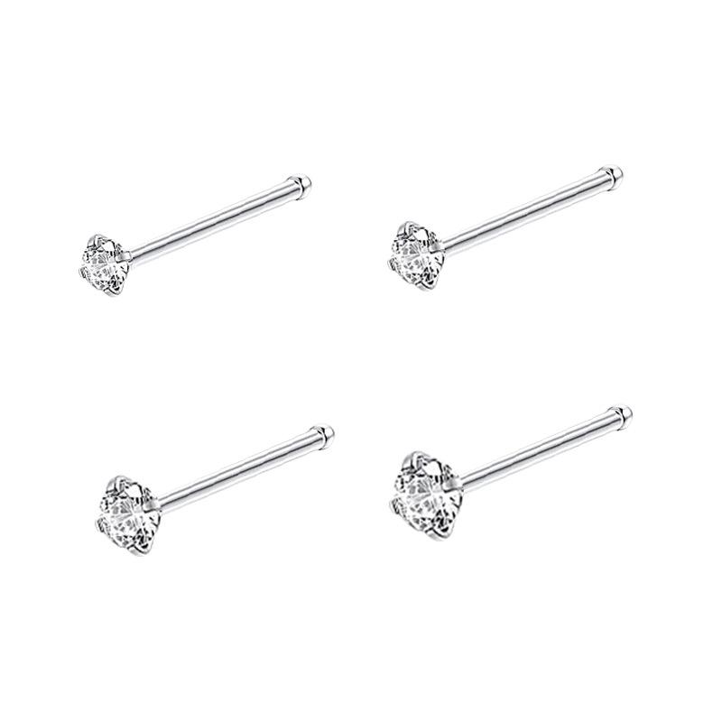 

Zircon Stainless Steel Nose Stud & Nose Ring Set: 12 Style Options - Straight, Curved, L-Shaped Bars, and Combo Packs