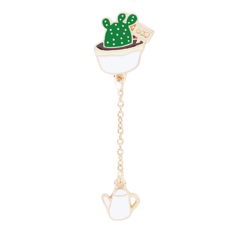 

Cartoon Potted Brooches Plant Cactus Badges Creative Metal Chain Enamel Pins Backpack Jackets Jewelry Fashion Pin For Women Kids