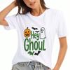 Hey Ghoul Unisex Cotton T Shirt, Premium Cotton Quality Print,Durable And Comfortable,Halloween Pumpkin Ghost Bat Graphic,Fashionable Casual T Shirt,