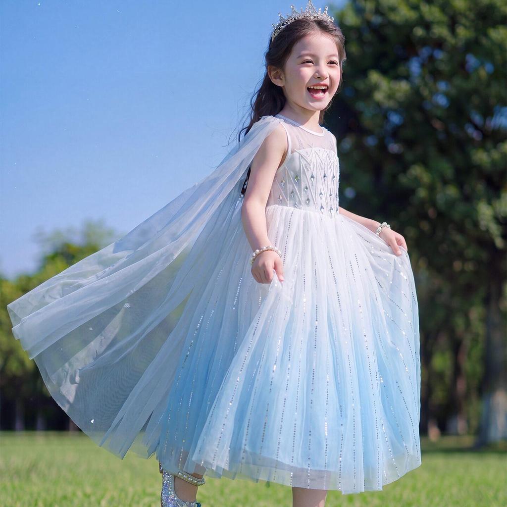 Princess Elsa Dress for Girls - Summer 2026 Frozen Birthday Party Outfit