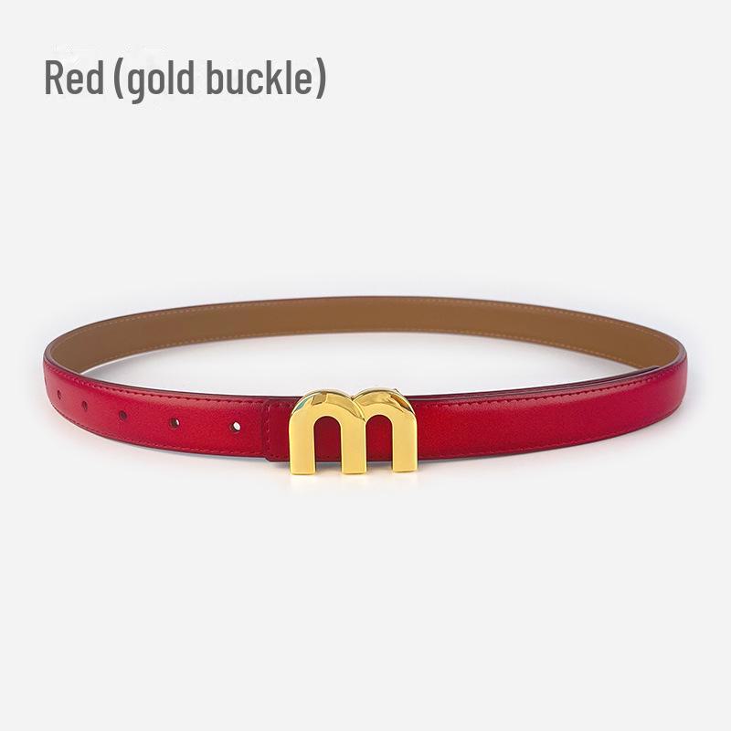 M Letter Genuine Leather Women's Belt - Versatile for Casual Pants, Skirts, and Jeans
