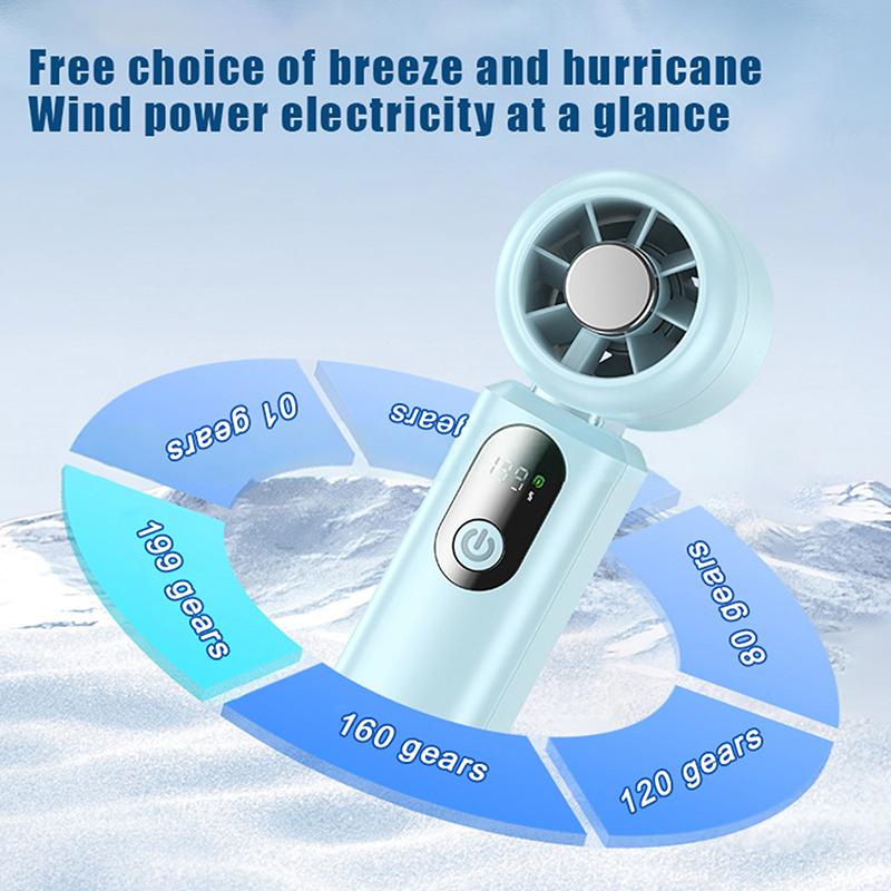 Handheld Fan: Portable Small Ice Cooling Plate- 199 Gear High-Speed Turbo 20000 RPM - Personal Foldable Battery Operated