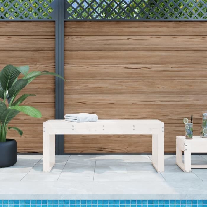 VidaXL Banc de jardin blanc 110x38x45 cm bois massif de pin 825094