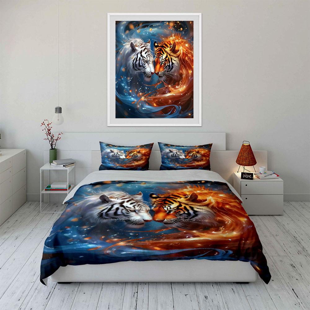 White and Orange Tigers. Bedding Sets Duvet Cover Sets Duvet Covers Pillowcases(1 * Duvet Cover 2 * Pillowcases Without Duvet Insert)