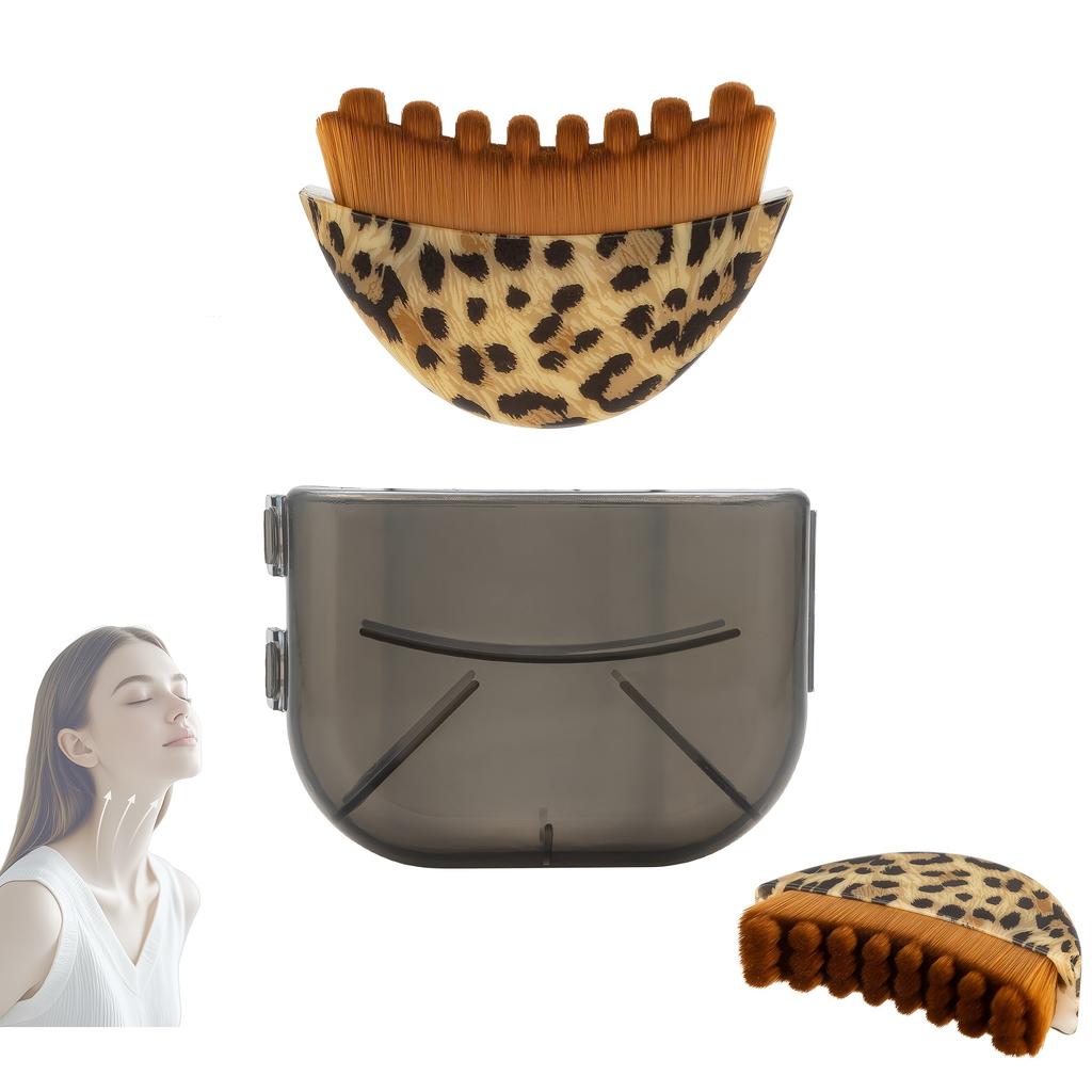 A Crescent-shaped Facial Massage Brush with a Contour-hugging Curve. Its Dual-textured Surface, Featuring Soft Bristles On One Side