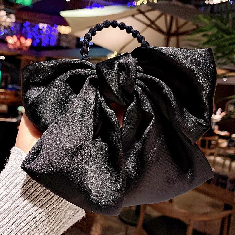 1PC Red Big Bow Headwear Hair Accessories Girl Temperament Back Hair Clip Spring Clips Korean Satin Hairpin Rubber Bands