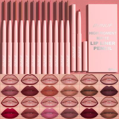 Juego de 6 delineadores de labios color piel, resistentes al agua, acabado mate, lápiz labial de larga duración, brillo de labios a prueba de manchas, fácil aplicación, regalo para todo tipo de piel