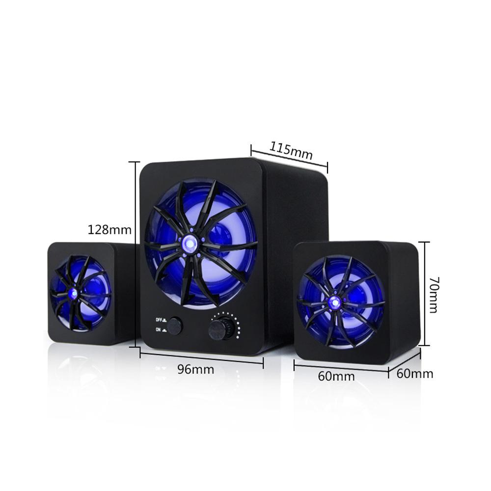 D 207 Computer Speaker USB Wired Combination Speaker Colorful LED Bass Stereo Music Player Subwoofer Speaker for