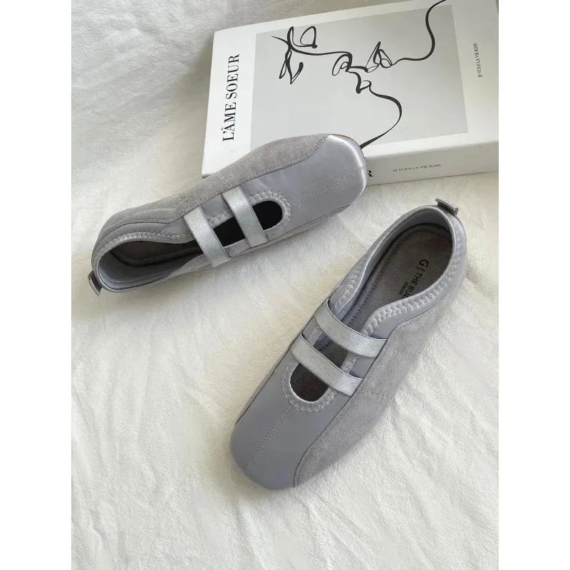 Spring Autumn New Style Soft Bottom Ballet Flat Shoes Women's Round Toe Satin Mary Janes Low Heel Comfortable Footwear