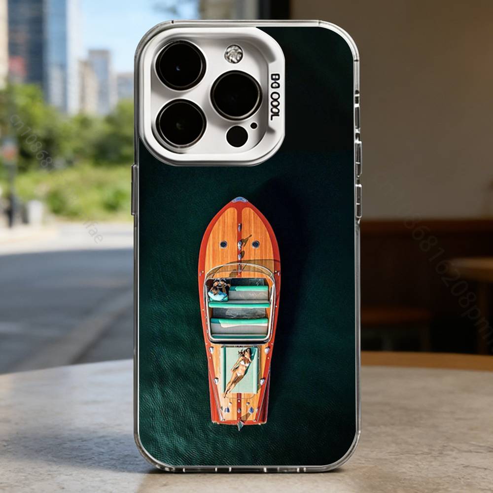 R-RIVA Yacht Luxurious Brand Hard Phone Case for IPhone 17 16 15 14 13 12 11 Pro Max Plus16E X XR XS Max Shockproof Full Cover