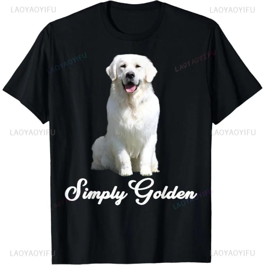 White English Cream Golden Retriever Simply Golden T-Shirt Casual Fashion Loose Harajuku Streetwear Summer Man Women Tshirt S чёрный