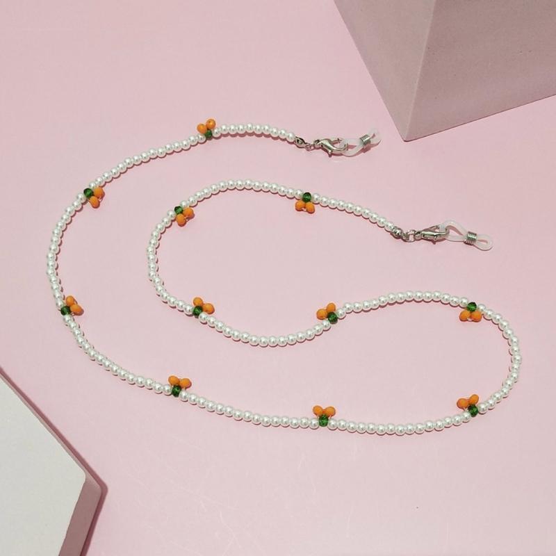 Retro Cherry Eyeglasses Chain Sophisticated Sunglasses Lanyard Accessory With Pearls And Cherry Embellishments