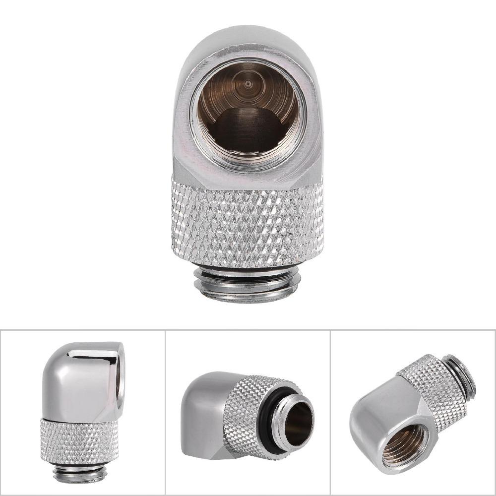 

90 Degrees Elbow Connector Rotating Elbow Two Touch Fitting PC Water Cooling Fitting Hard Tubes серебряный