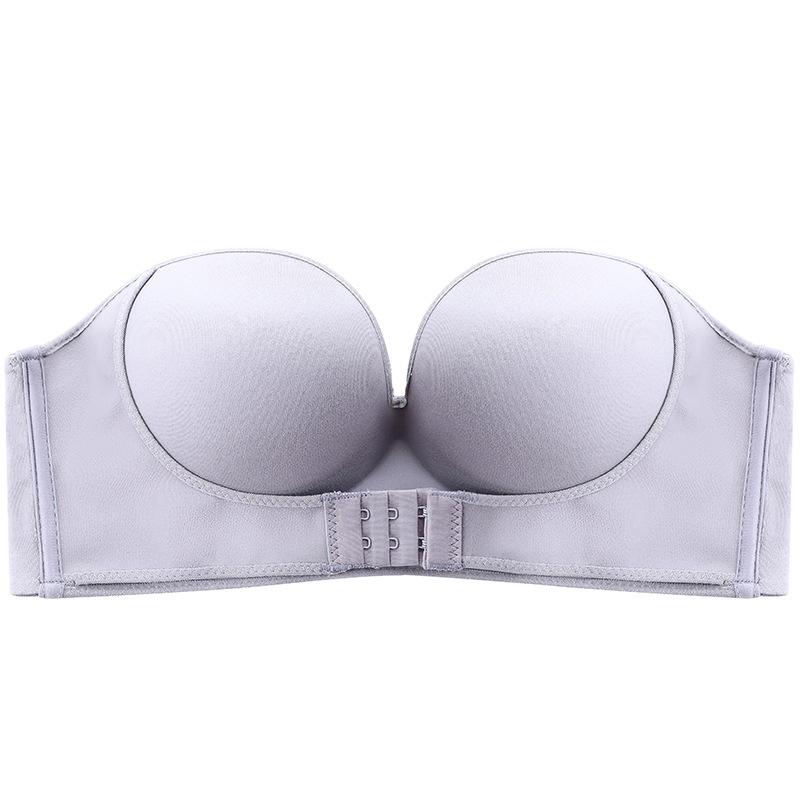Strapless Front Buckle Bra Invisible Non-slip Girls Small Chest Thick Cup Bra Push Up Adjustable Underwear Bra