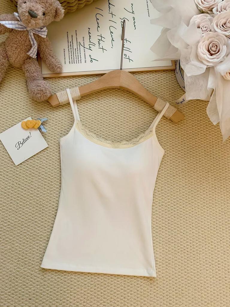 Pure lace polished sling vest for women with chest pads in autumn and winter, expanding the chest to keep warm, wearing a tube top inside