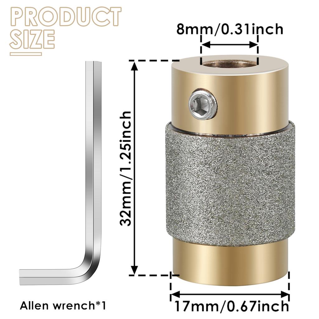 Glass Grinder Bits Diamond Grinder Bit Head Tools Multi-size 1 Inch, 3/4 Inch, 1/4 Inch Frosted Stone Grinder Bit for Stained G