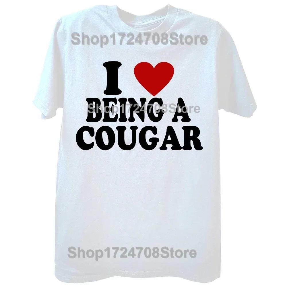 Funny I'm With The Cougar Girlfriend T Shirts Summer My Hot Cougar GF Graphic Short Sleeve Birthday Gifts T-shirt Mens Clothing