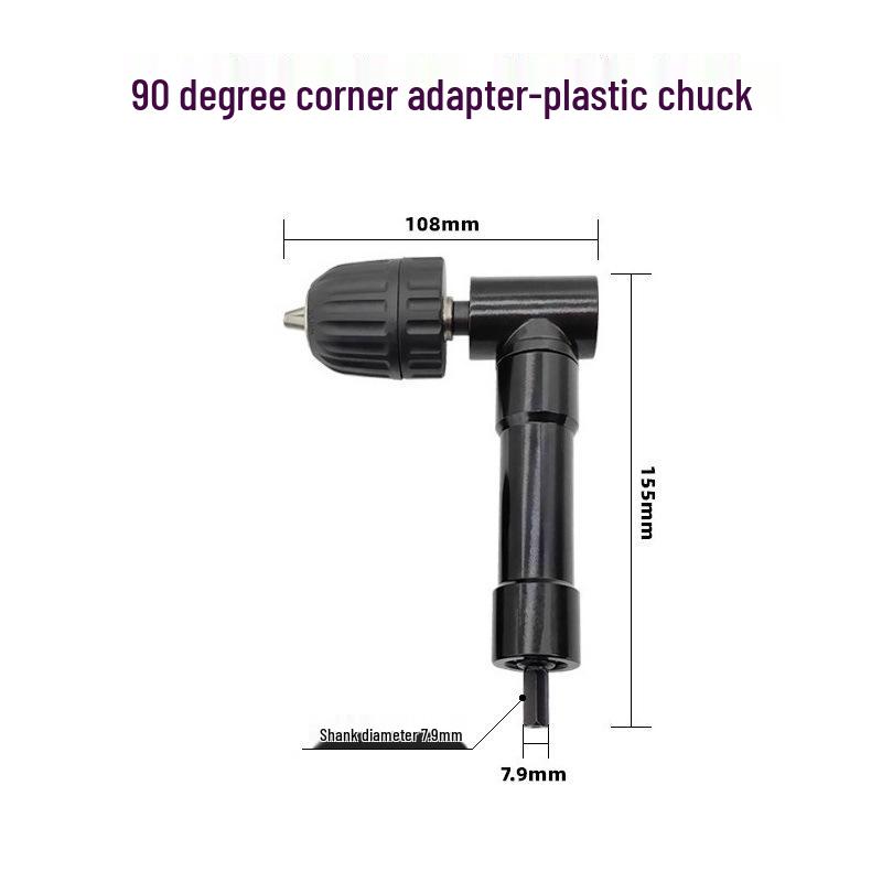 Right Angle Drill Adapter: 90-Degree Screwdriver Bit Changer with Three-Jaw Chuck