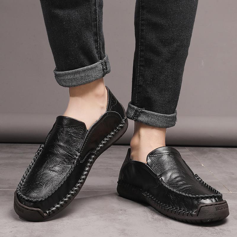 Men's Handmade Leather Shoes Casual Slip On Loafers Men's Flats Moccasins