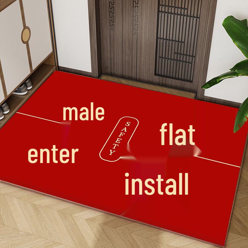 Chinese Style Red Anti-Slip Entry Mat for Home Doorways