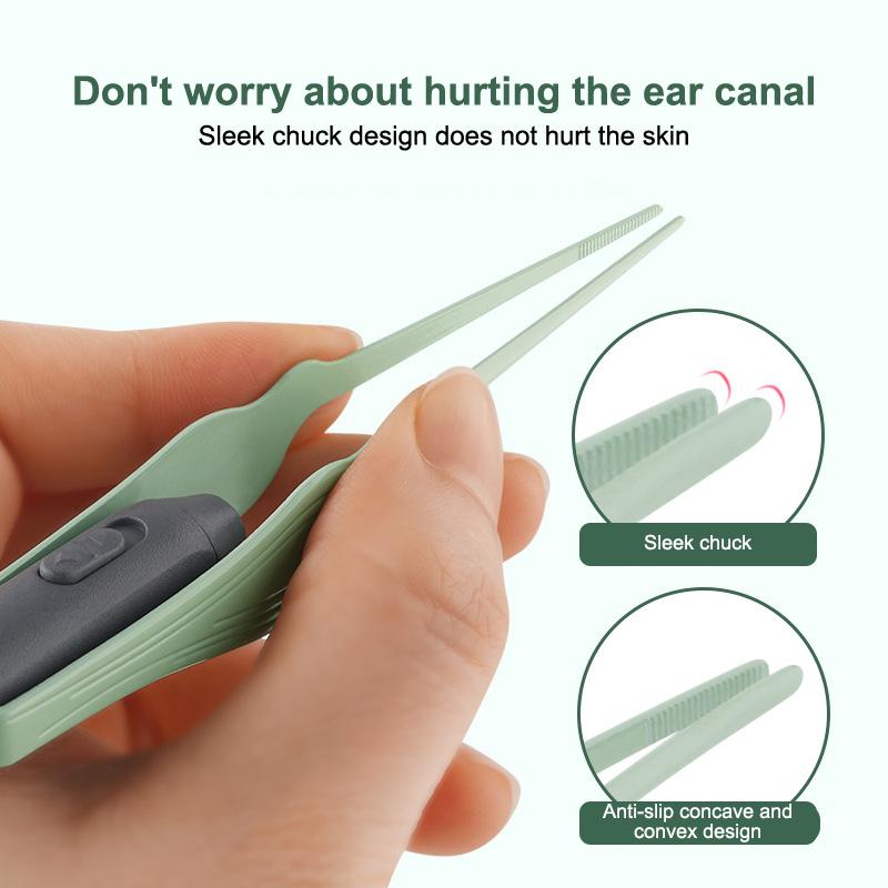 Baby Ear Cleaner Tweezer Soft Ear Picks Led Flash Light Ear Wax Curette Picker Ear Cleaning Tools Ear Wax Dig Removal Earpick