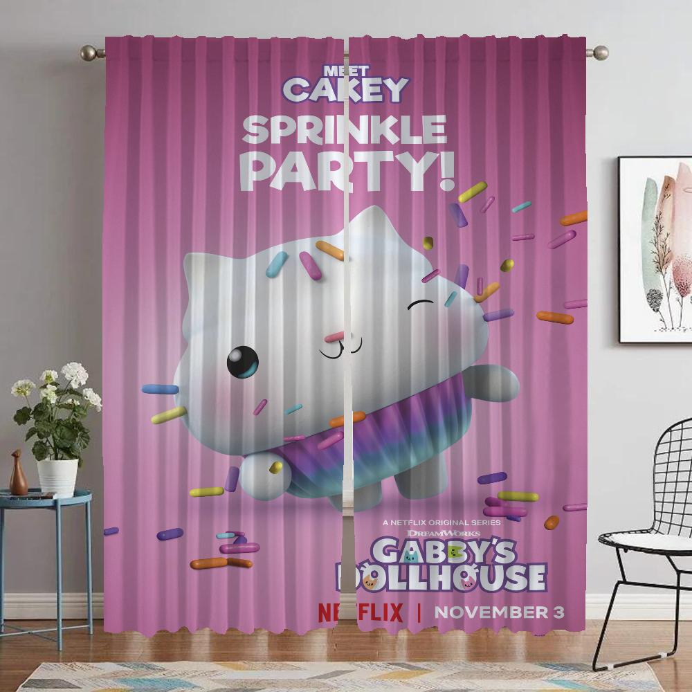 Gabby's Dollhouse Curtains Child Room Blackout Curtains for Camera Living Room Curtain Shades Halloween Decoration Partition
