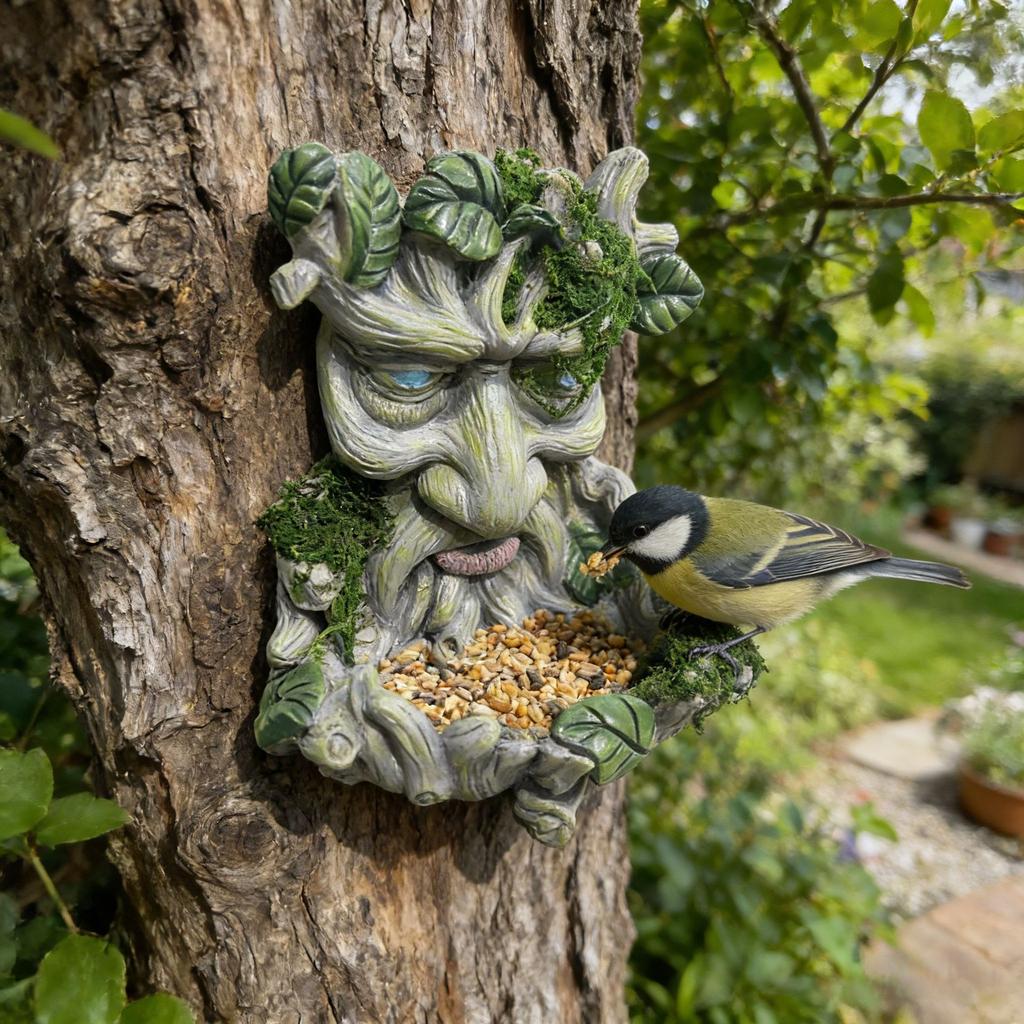 V-Baumdämon-Form Vogelhäuschen, Harz-Außen-Gartenanhänger, Gartengestaltung Dekoration