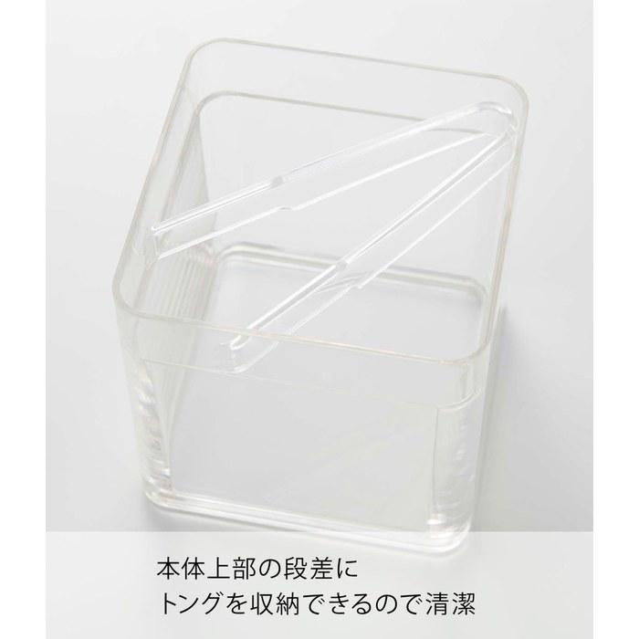 Yamazaki Tower Tongs & Valve-Sealed Container White 9.2x9.2x10.2cm 5467