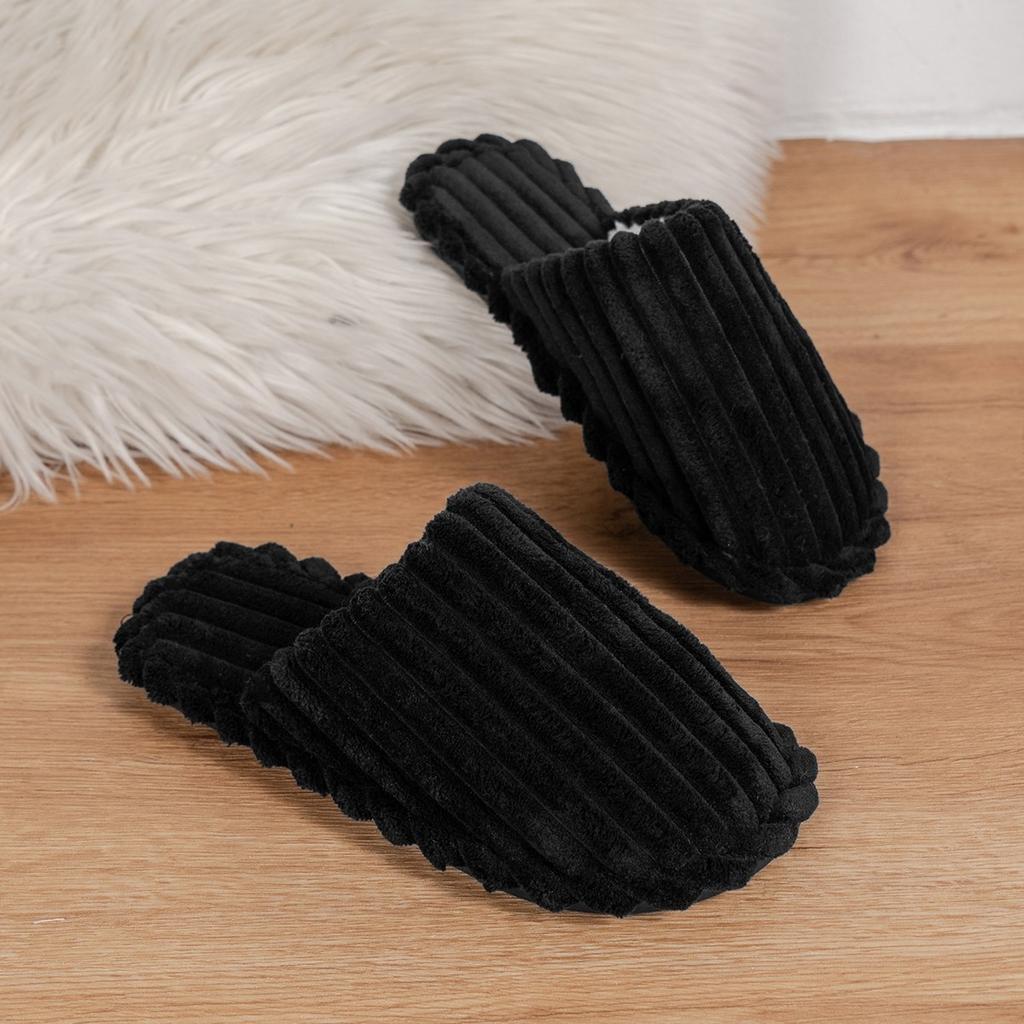 Fashion 2024 Women Fashion Simple Solid Color Slip-on Slippers Indoor Home Couple Striped Open Toe Cotton Slippers Zapatos De Mujer