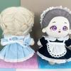 niannyyhouse 20cm Plush Clothes Maid Outfit Headgear Dress Apron Doll Clothes Cotton Doll Accessories Dress Up (black)