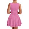 Women's Casual And Fashionable Pleated Hem Round Neck Dress Sleeveless Tight Corset Short Dress