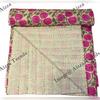 Aizza Trends Handmade Pure Cotton Printed Kantha Quilt  - Traditional Look Bed Spread Kantha Gudri - Vintage Hand Stitch Gudri