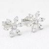 European & American S925 Silver Plated Snowflake Flower Stud Earrings for Women - Romantic & Sweet Christmas Fashion.