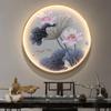 Chinese Style Wall Lamp Living Room Decoration with Light Crystal Porcelain Mural Home Decor Round Zen Free Wiring Porch Light