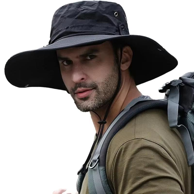 Summer Mountaineering Fishing Hat Men s UV Resistant Fisherman Hat Large Eave Outdoor Work Sun Protection Hat Sun Visor Hat чёрный