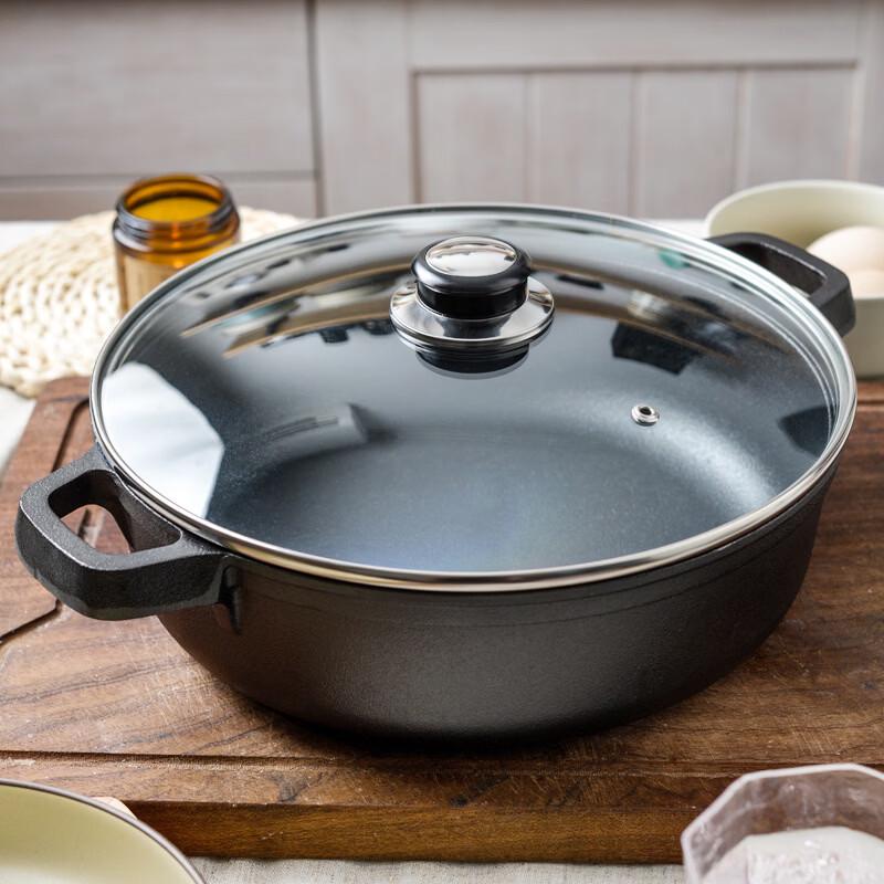 ZISIZ Deep Cast Iron Frying Pan