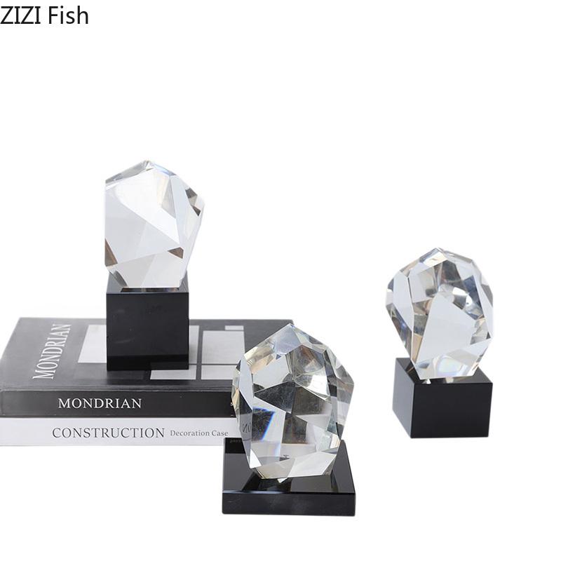 Creative Abstract Geometric Crystal Ornaments Desk Decoration Modern Minimalist Transparent Sculpture Room Aesthetics Decor