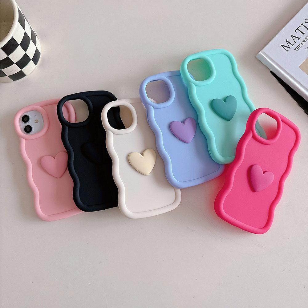 3D Love Heart Candy Wavy Silicone Case For Xiaomi Redmi 13 4G Note 13 Pro 4g 5g 12 12pro 13pro Plus 11 10 Pro Shockproof Soft Cover