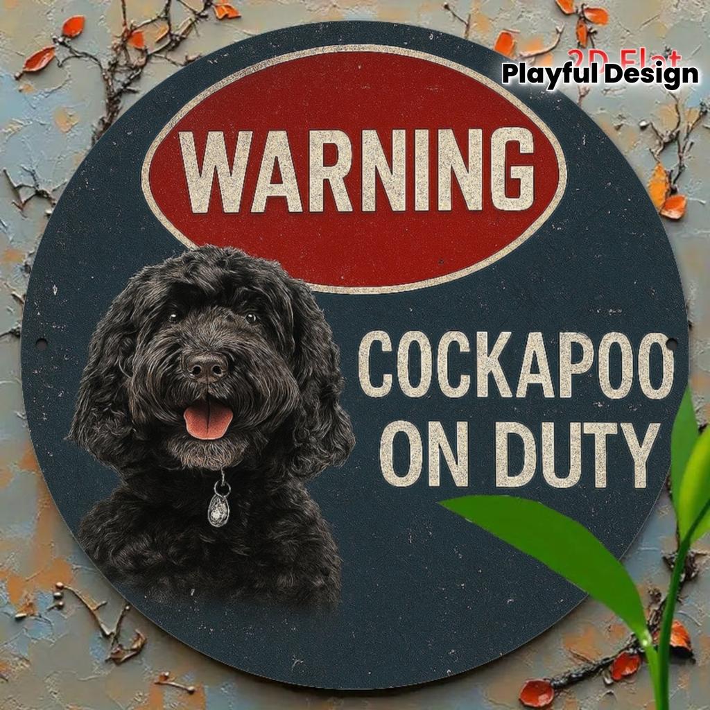 Funny Black Dog Sign. Themed Aluminum Plaque for Office, Garage or Coffee Shop.