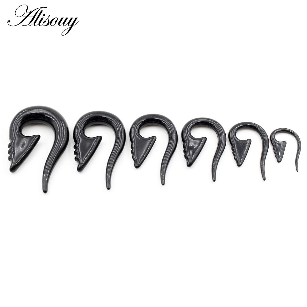 Alisouy 2 pièces 2-8mm couteau noir acrylique spirale bouchons d'oreille civière expanseur Tunnels cônes jauges boucles d'oreilles corps Piercing bijoux