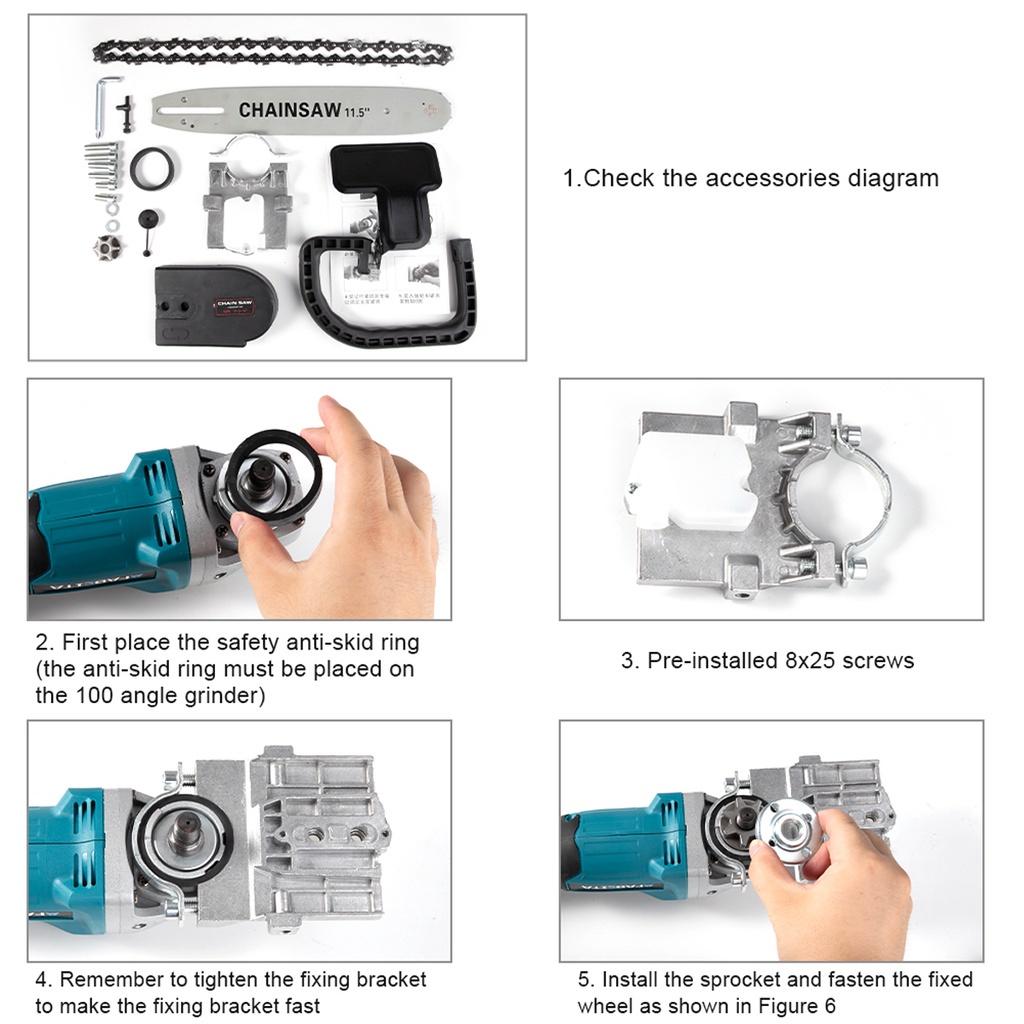 2 In 1 3 Gears Cordless Angle Grinder Electric Chainsaw Brushless 588VF 11.5 inch Power Tool for  18v battery