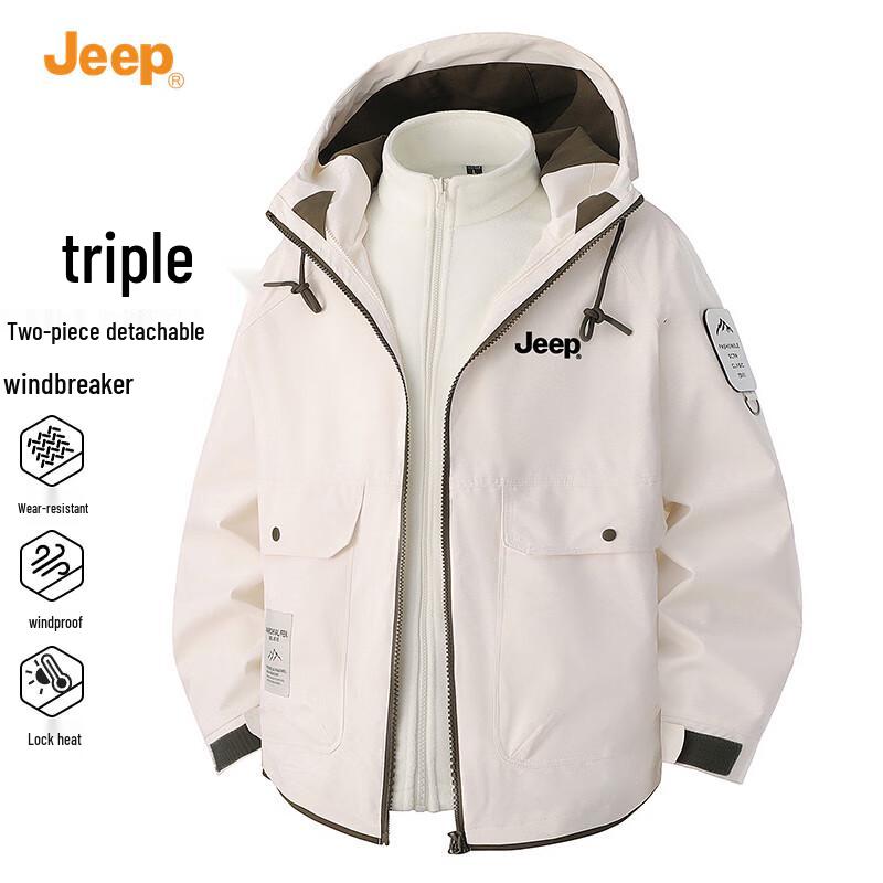 Jeep Men's Autumn 3-in-1 Hooded Outdoor Jacket