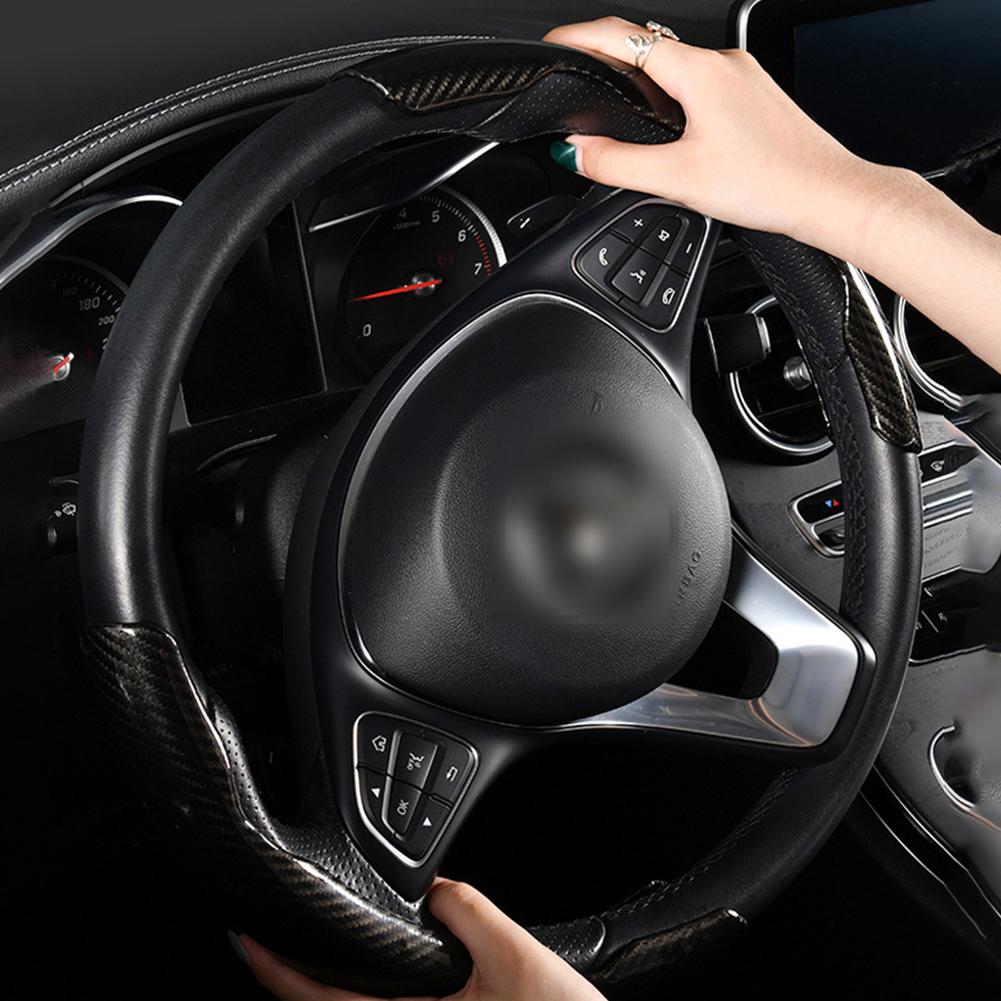 1 Pair Steer Protector Universal Steering Wheel Booster Cover Trim Carbon Grain Ergonomics Auto Interior Decoration