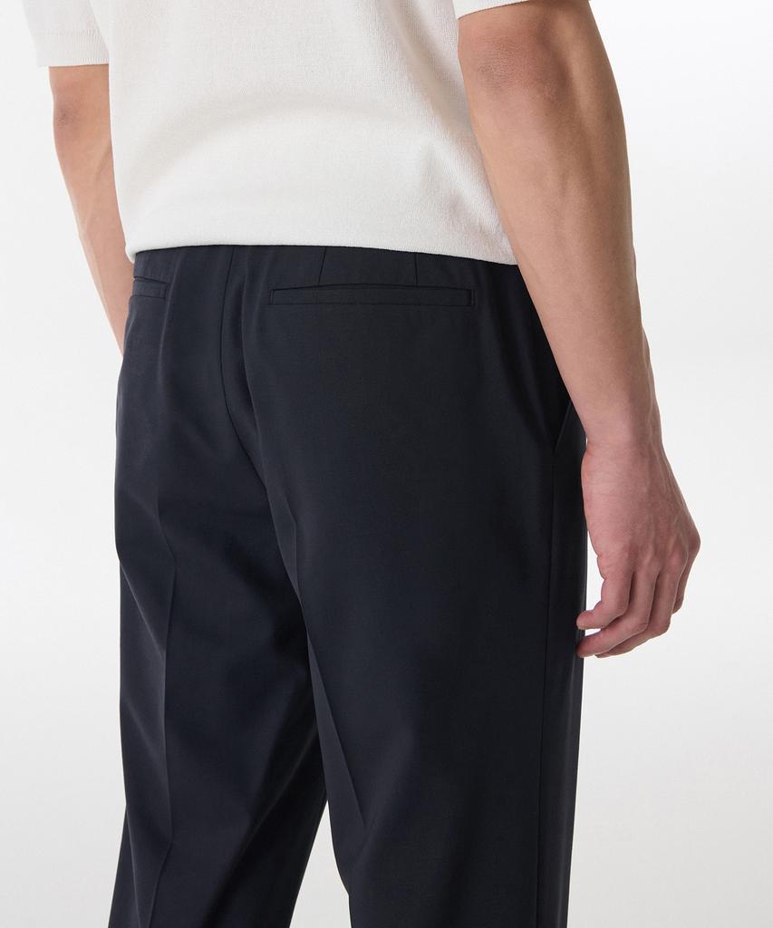 Musinsa Standard Summer Wool Relaxed Tapered Hidden Banding Crop Slacks [Navy]